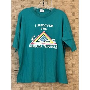 Tucker's Tees I Survived the Bermuda Triangle Vtg 1980s T-shirt Single Stitch XL
